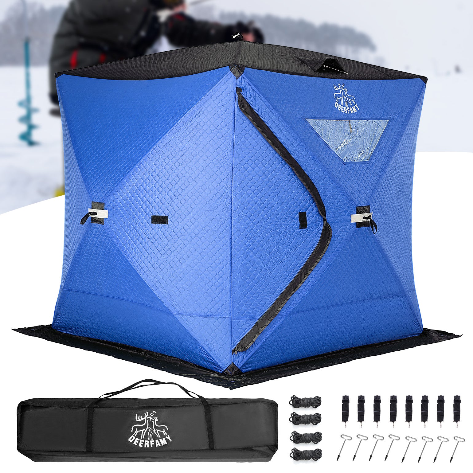 Ice Fishing Shelter Anchor Ice Shanty Anchor Outdoor Camping Tent Threaded  Tent Peg Deep ThreadWinter Steel Ice Tent Accessories
