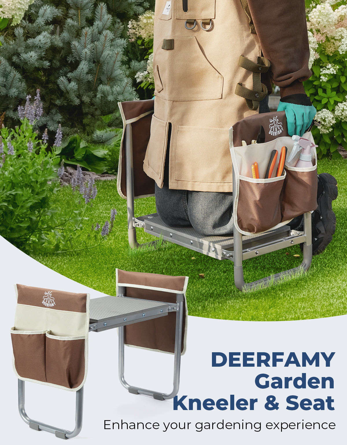 DEERFAMY Garden Stool 10.2" Width, Garden Kneeler and Seat Load Cap 35