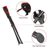 DEERFAMY Camping Stool 3 Legged Hold up to 225lbs Portable Tripod Seat with Shoulder Strap Compact Tri-Leg Chair for Backpacking Kayaking Canoeing Hiking Hunting Fishing Outdoor, Black Red