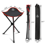 DEERFAMY Camping Stool 3 Legged Hold up to 225lbs Portable Tripod Seat with Shoulder Strap Compact Tri-Leg Chair for Backpacking Kayaking Canoeing Hiking Hunting Fishing Outdoor, Black Red
