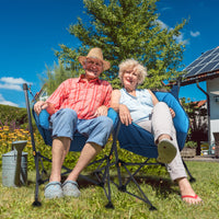 DEERFAMY Outdoor Freestyle Rocker Chair Camp Rocking Chair Hanging Swing Oversized Folding Moon Round Chair with Padded Seat Large for Adults Man Foldable Portable for Roadtrip Fishing Backyard Lawn